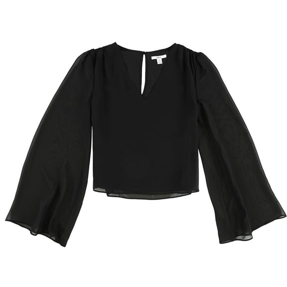 bar III Womens Chiffon Pullover Blouse, Black, X-Small