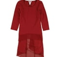 thumbnail image 1 of bar III Womens Chiffon-Trim Tunic Blouse, Red, Small, 1 of 2