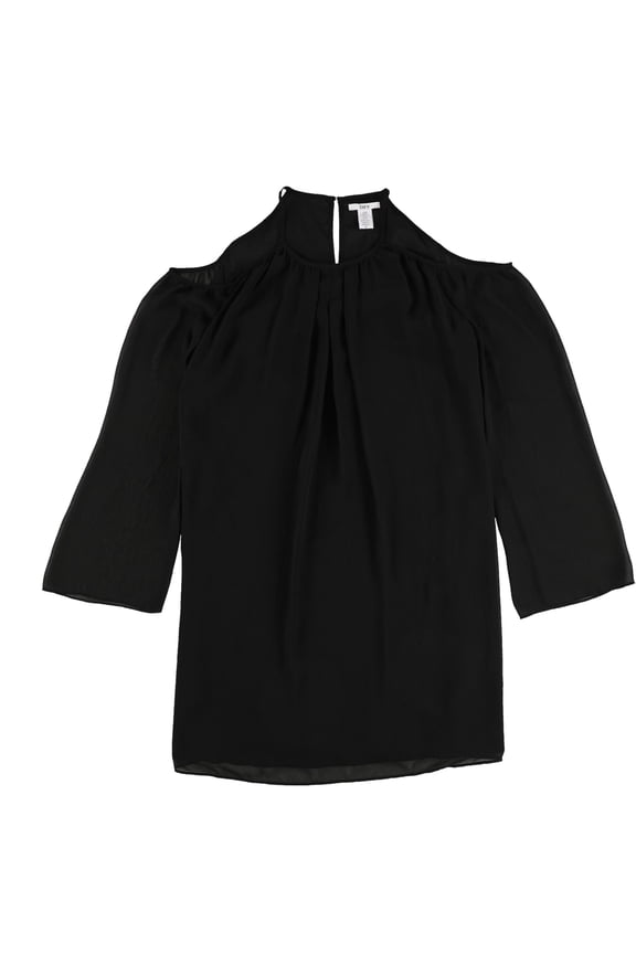 Womens Cold Shoulder A-line Dress, Black, Small