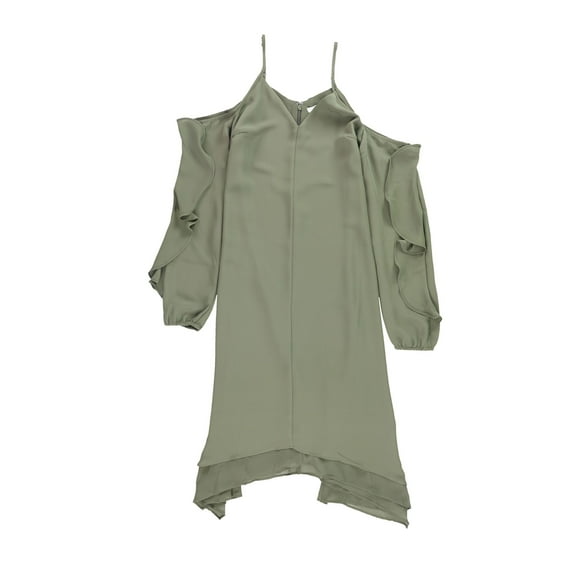 bar III Womens Cold-Shoulder Asymmetrical Dress, Green, X-Small