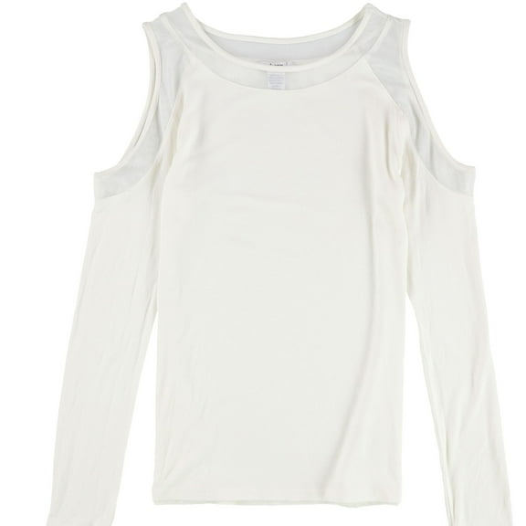bar III Womens Cold-Shoulder Illusion Knit Blouse, White, XX-Small
