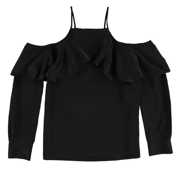 bar III Womens Cold Shoulder Knit Blouse, Black, X-Small