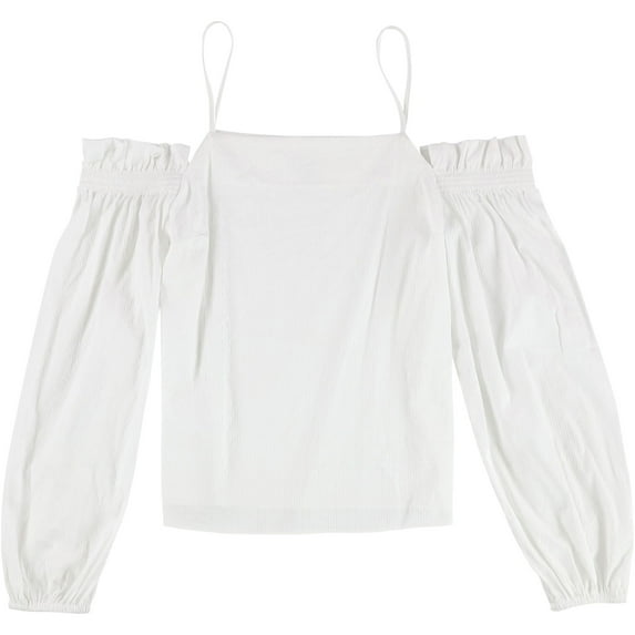 bar III Womens Cold Shoulder Knit Blouse, White, X-Large