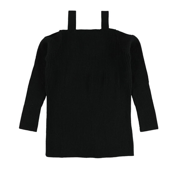 bar III Womens Cold-Shoulder Pullover Sweater, Black, Small