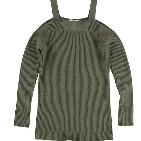 bar III Womens Cold-Shoulder Pullover Sweater, Green, Small