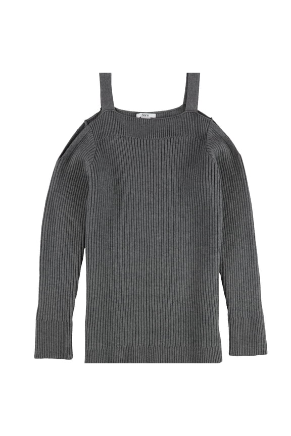 Womens Cold-Shoulder Pullover Sweater, Grey, X-Large