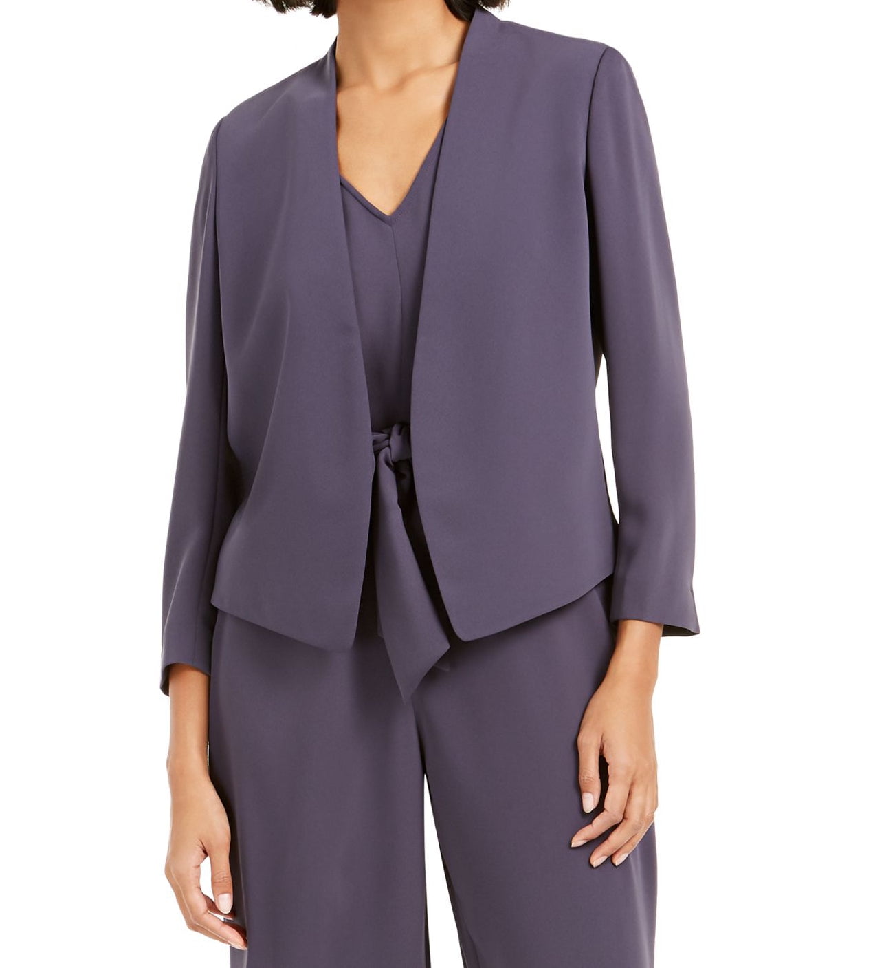 bar III Womens Collarless Open front Jacket
