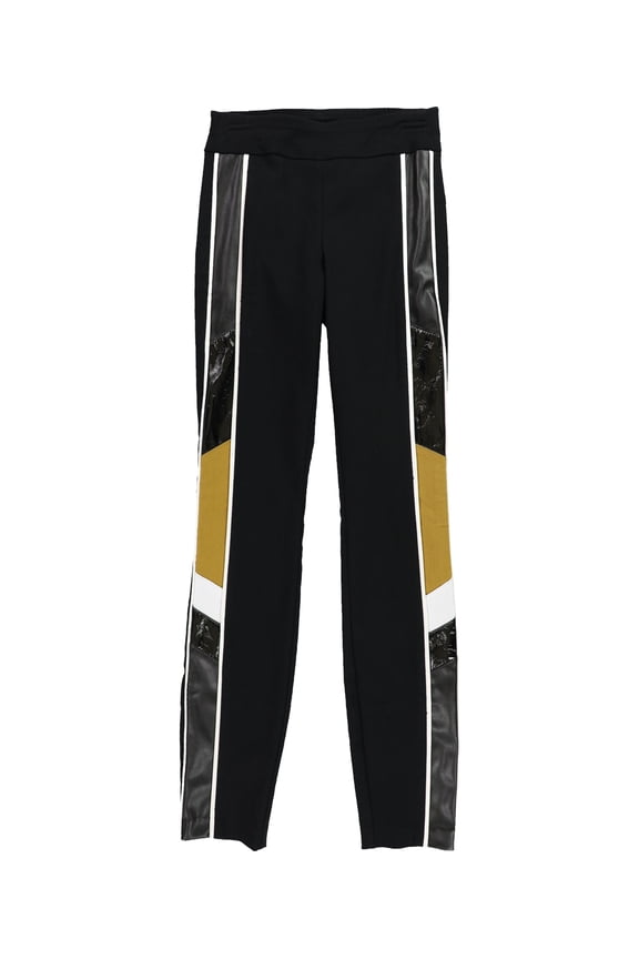 Womens Colorblocked Stripe Casual Leggings, Black, X-Small