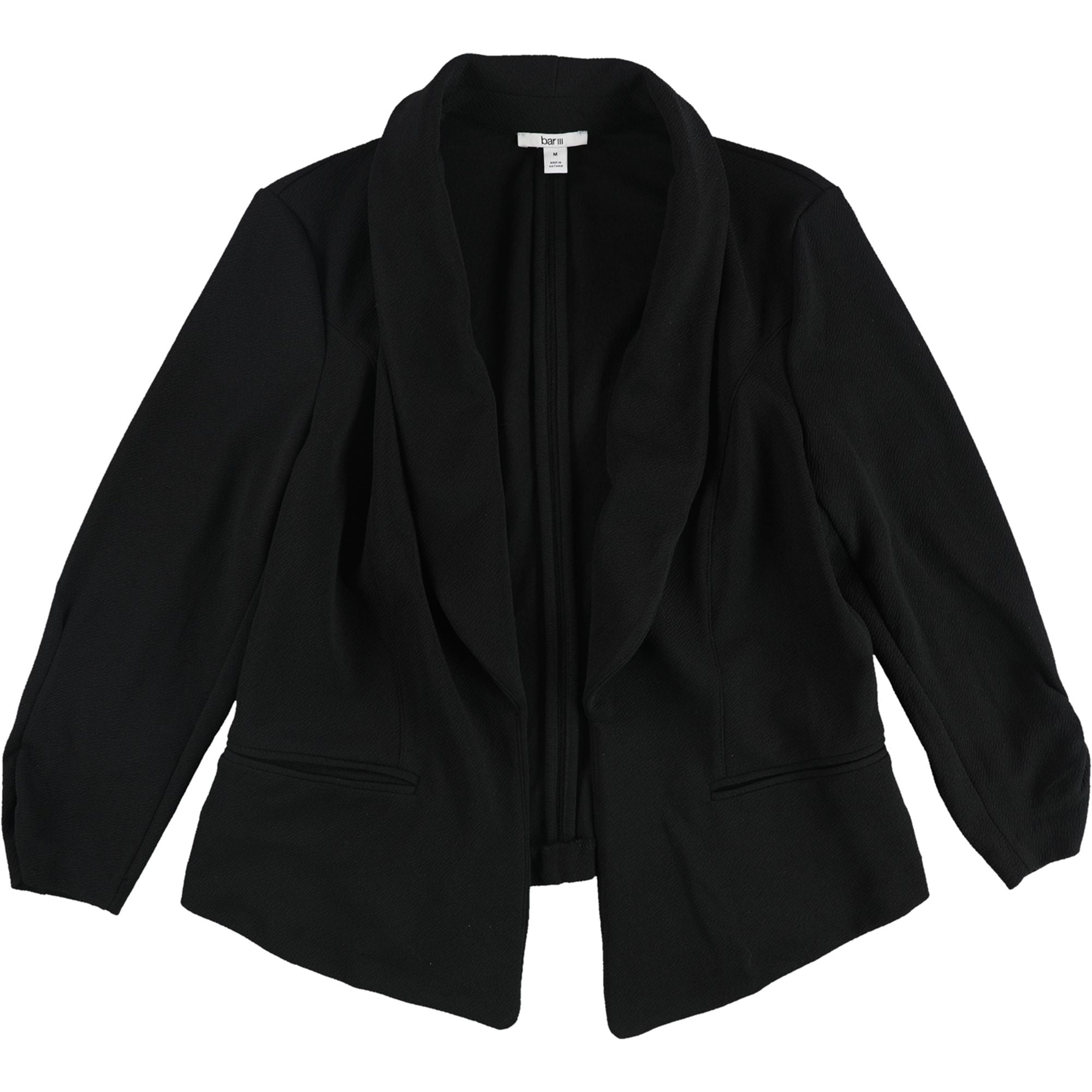 bar III Womens Crepe Blazer Jacket, Black, Medium