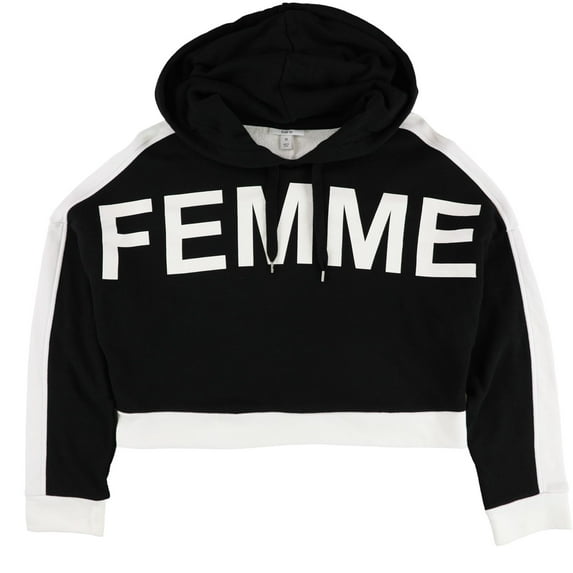 bar III Womens Cropped Hoodie Sweatshirt, Black, X-Small