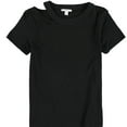 thumbnail image 1 of bar III Womens Cutout Basic T-Shirt, Black, X-Small, 1 of 2