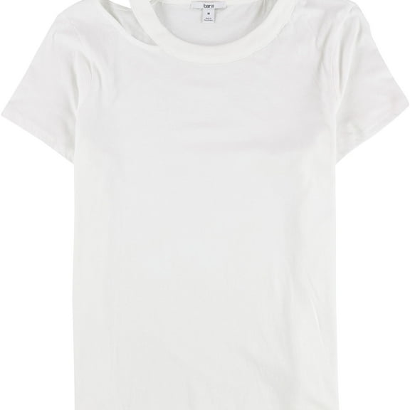 bar III Womens Cutout Basic T-Shirt, White, Large