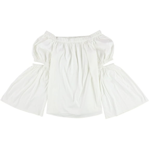 bar III Womens Cutout Knit Blouse, White, Medium