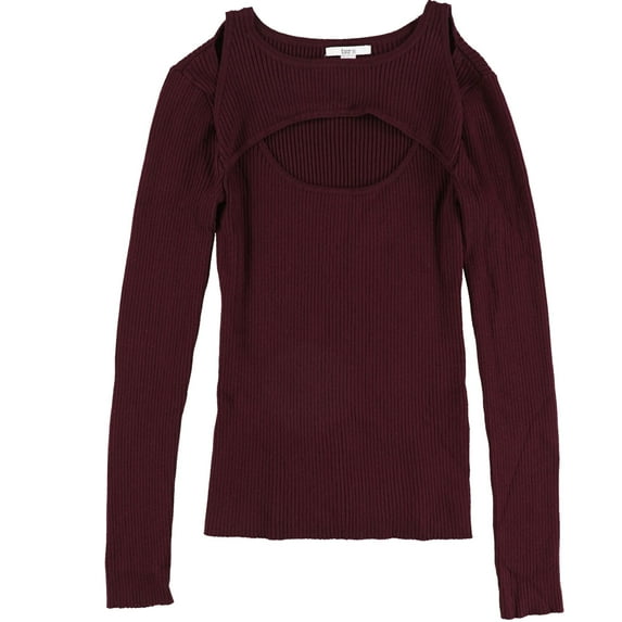 bar III Womens Cutout Ribbed Pullover Sweater, Red, X-Small