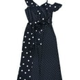 thumbnail image 1 of BAR III $89 Womens New Navy Polka Dot V Neck Sleeveless Maxi Dress XS B+B, 1 of 3
