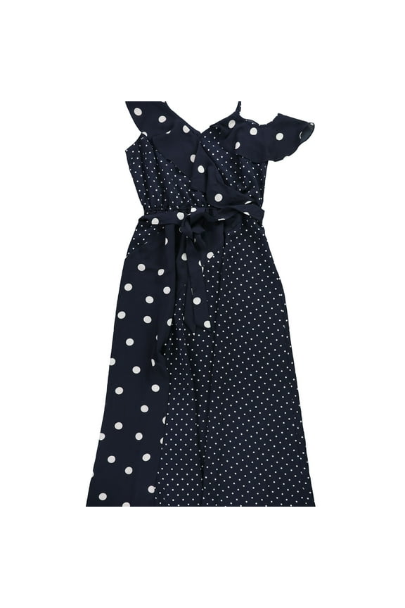 $89 Womens New Navy Polka Dot V Neck Sleeveless Maxi Dress XS B+B