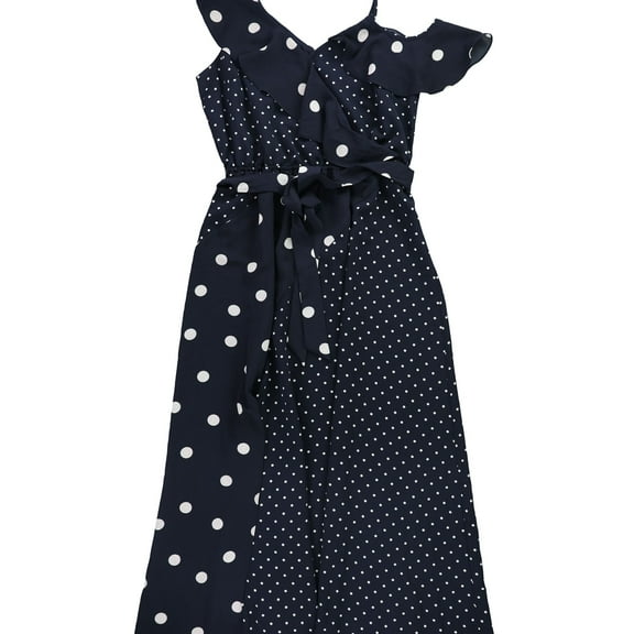 bar III Womens Dot Maxi A-line Dress, Blue, XX-Small
