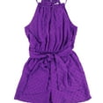 thumbnail image 1 of bar III Womens Dot Halter Romper Jumpsuit, Purple, Small, 1 of 2