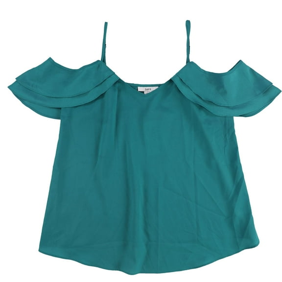 bar III Womens Draped Knit Blouse, Green, X-Small