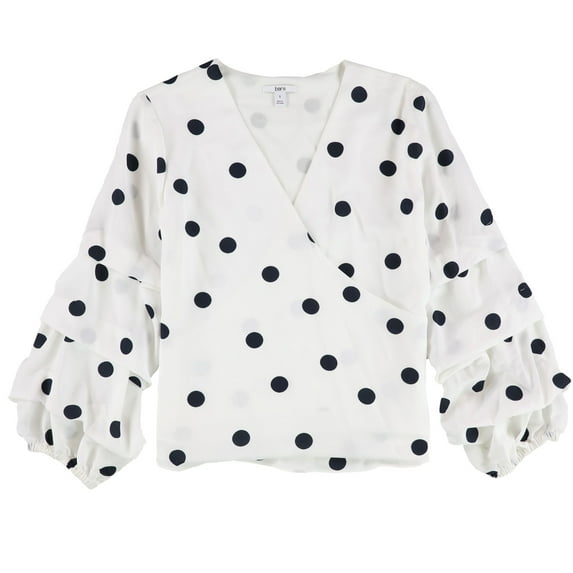 bar III Womens Faux Wrap Blouse, White, X-Large