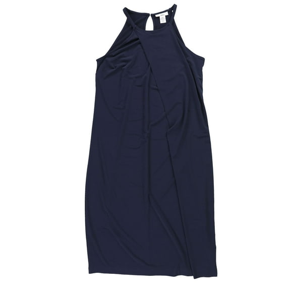 bar III Womens Faux-Wrap Shift Dress, Blue, X-Large