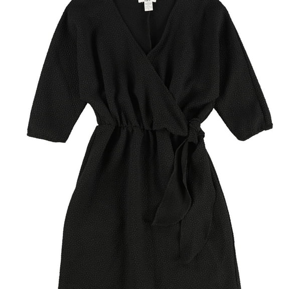 bar III Womens Faux Wrap Surplice Dress, Black, Small