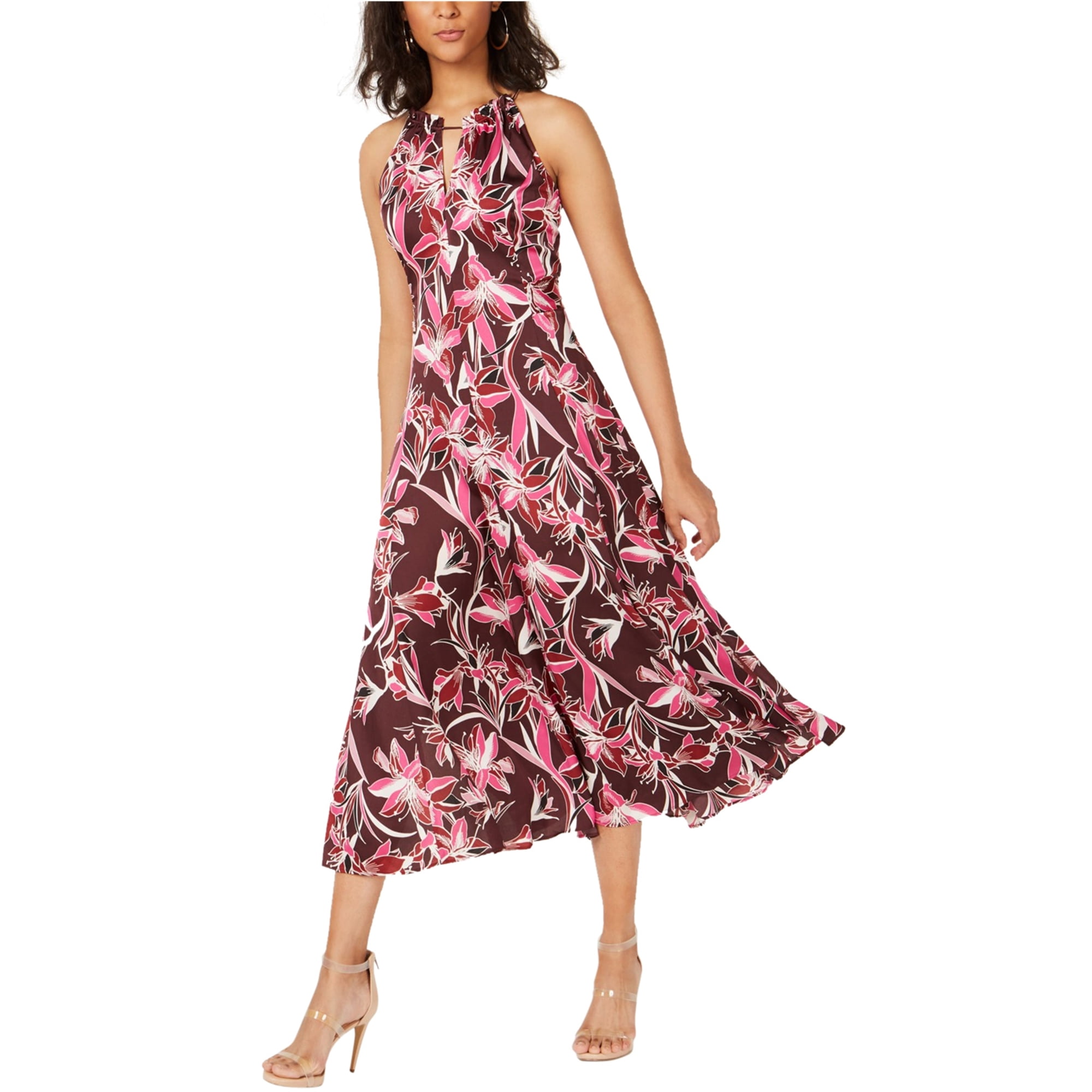 bar III Womens Floral Midi Dress Red XX Small Walmart