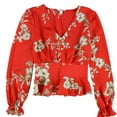 thumbnail image 1 of bar III Womens Floral Pullover Blouse, Red, X-Small, 1 of 2