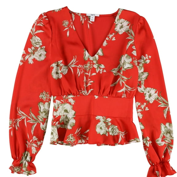 bar III Womens Floral Pullover Blouse, Red, X-Small