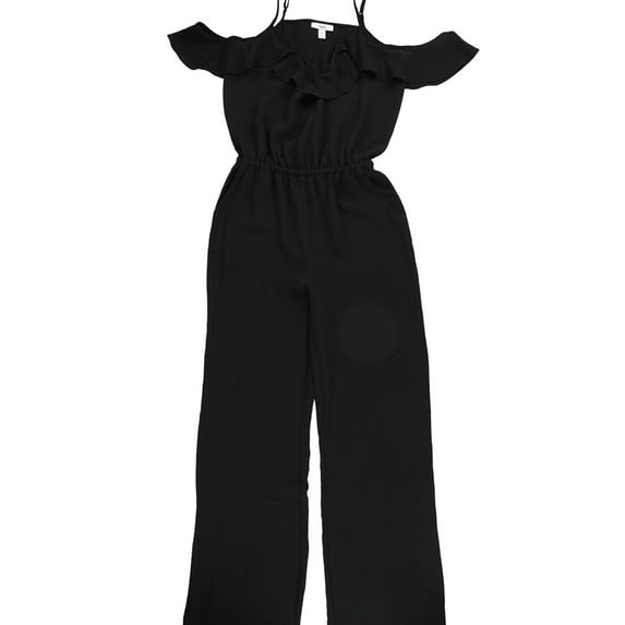 bar III Womens Flutter Sleeve Jumpsuit, Black, X-Small
