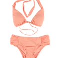 thumbnail image 1 of bar III Womens Halter Ruched 2 Piece Bikini, Orange, X-Small, 1 of 2