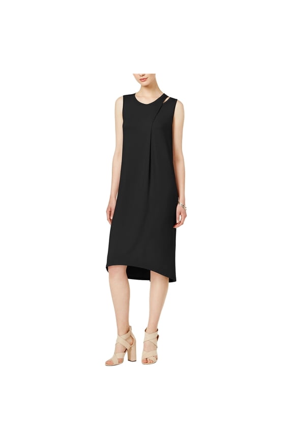Womens Hi-Lo Shift Dress, Black, Medium