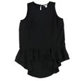 thumbnail image 1 of bar III Womens High-Low Peplum Blouse, Black, Small, 1 of 2
