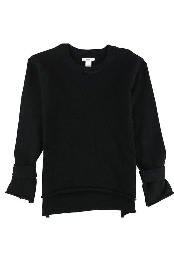 Womens High-Low Pullover Sweater, Black, Small