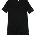 thumbnail image 1 of bar III Womens Illusion Varsity Basic T-Shirt, Black, X-Small, 1 of 2
