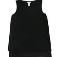 thumbnail image 1 of bar III Womens Layered Chiffon Hem Sleeveless Blouse Top, Black, XX-Large, 1 of 2