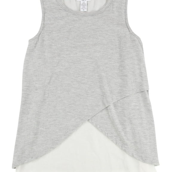 bar III Womens Layered Chiffon Hem Sleeveless Blouse Top, Grey, X-Small