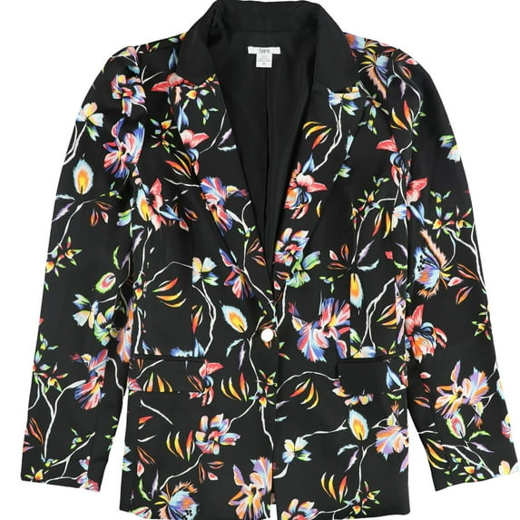 bar III Womens Lily Print One Button Blazer Jacket, Multicoloured, 10
