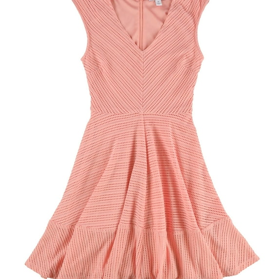 bar III Womens Mesh Fit & Flare Dress, Pink, X-Small