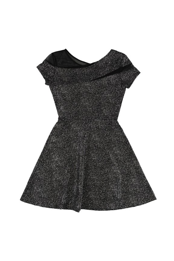 Womens Metallic Fit & Flare Dress