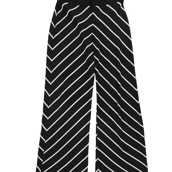bar III Womens Mixed Stripe Casual Wide Leg Pants, Black, 0