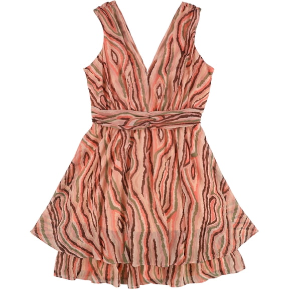 bar III Womens Mod Wood Cut Printed Mini Dress, Orange, 0