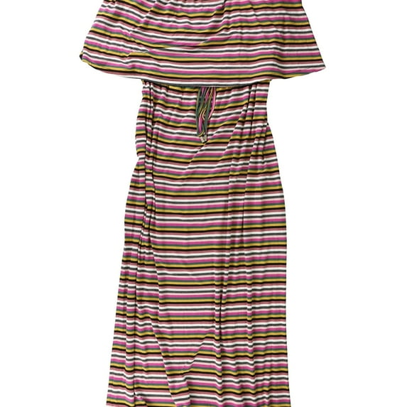 bar III Womens Off Shoulder Maxi Strapless Tiered Dress, Pink, XX-Large