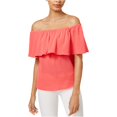 thumbnail image 1 of bar III Womens Off The Shoulder Knit Blouse, Pink, XX-Large, 1 of 4