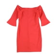 thumbnail image 1 of bar III Womens Off The Shoulder Solid Sheath Dress, Red, Medium, 1 of 2