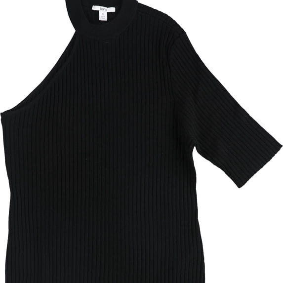 bar III Womens One-Shoulder Pullover Sweater, Black, XX-Small
