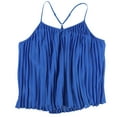 thumbnail image 1 of bar III Womens Pleated Racerback Pullover Blouse, Blue, X-Large, 1 of 2