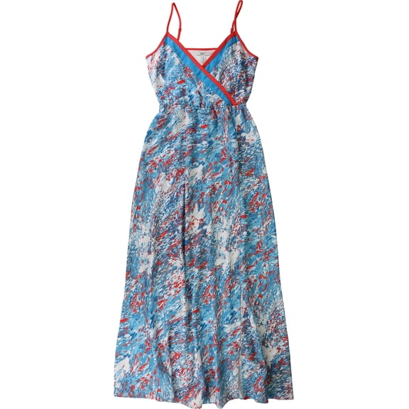 bar III Womens Printed Maxi A-line Dress, Blue, X-Large