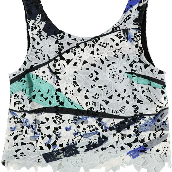 bar III Womens Printed Knit Blouse, White, Medium