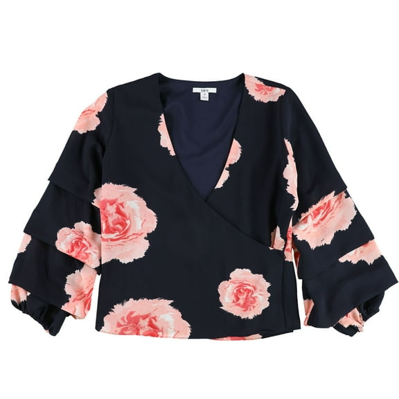 bar III Womens Puffed Sleeve Pullover Blouse, Blue, Large